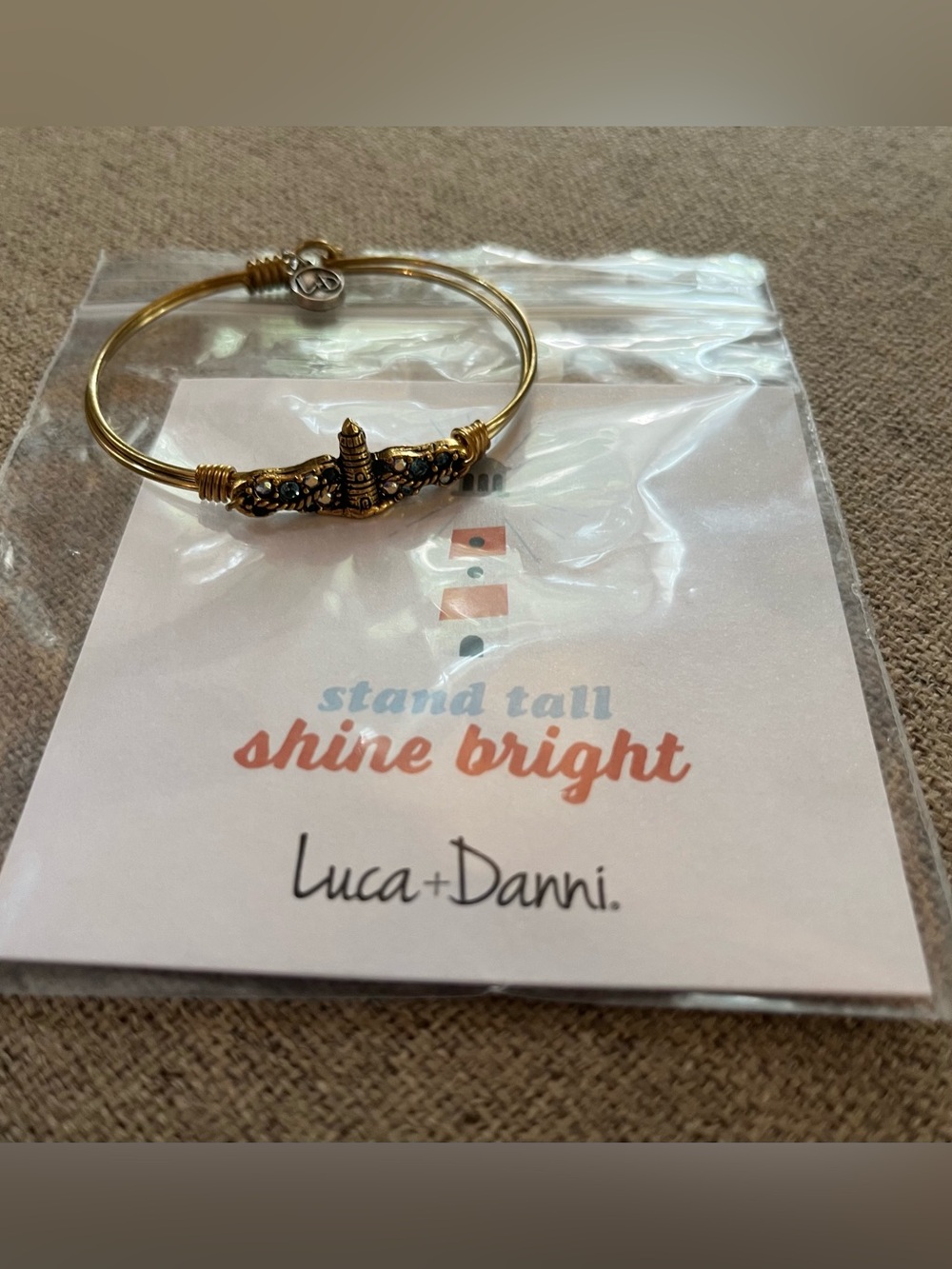 Luca + Danni Stand Tall Lighthouse Bangle Bracelet, Petite, Brass, Jewels, IOB